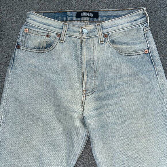REFORMATION VINTAGE LEVI'S REPURPOSED LIGHT WASH RARE BACK SEAMS  MADE IN USA 25 - Picture 2 of 16